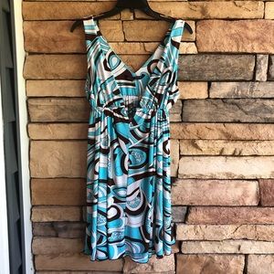 Pink Rock blue print stretch tank dress Women Large